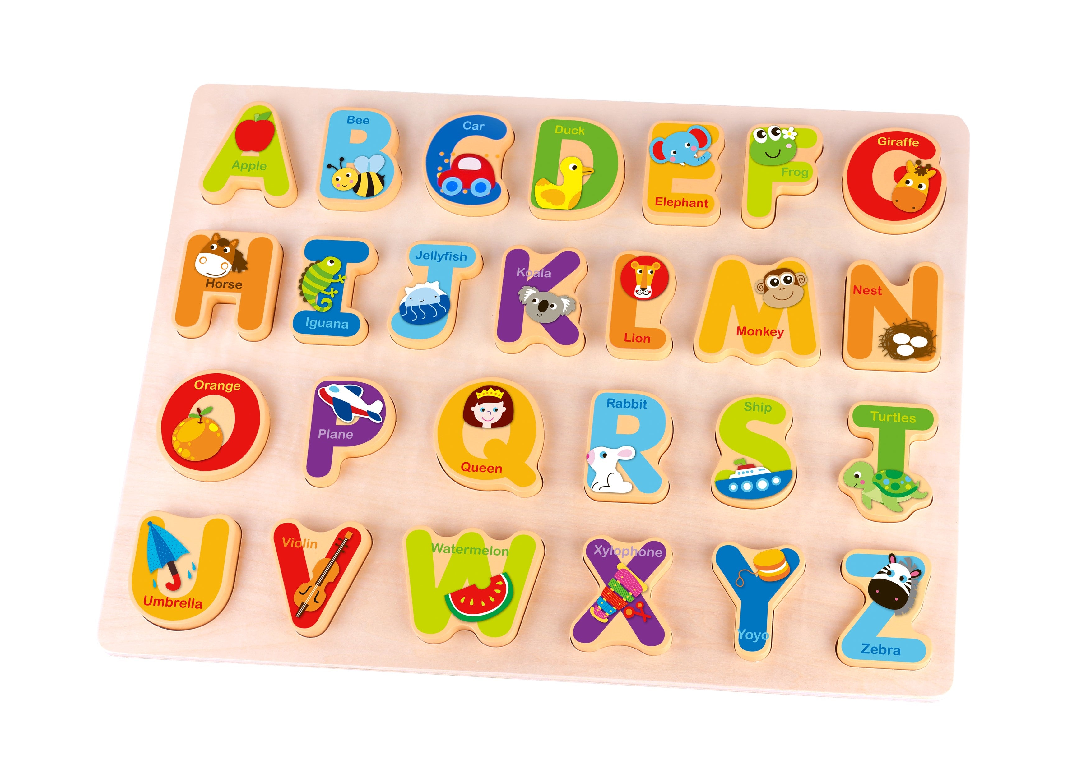 Toyster's Wooden Letters and Illustrative Adventure Learning Puzzle