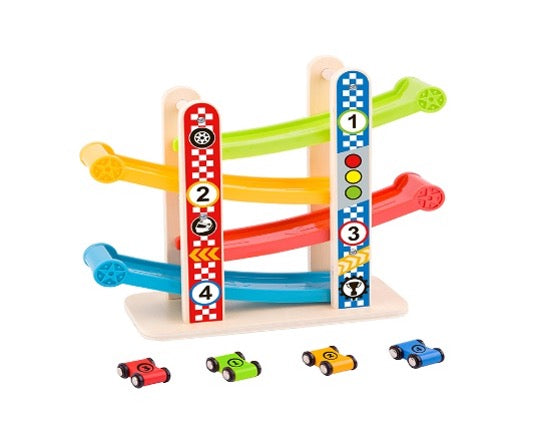 Toysters  Wooden Sliding Car Tower