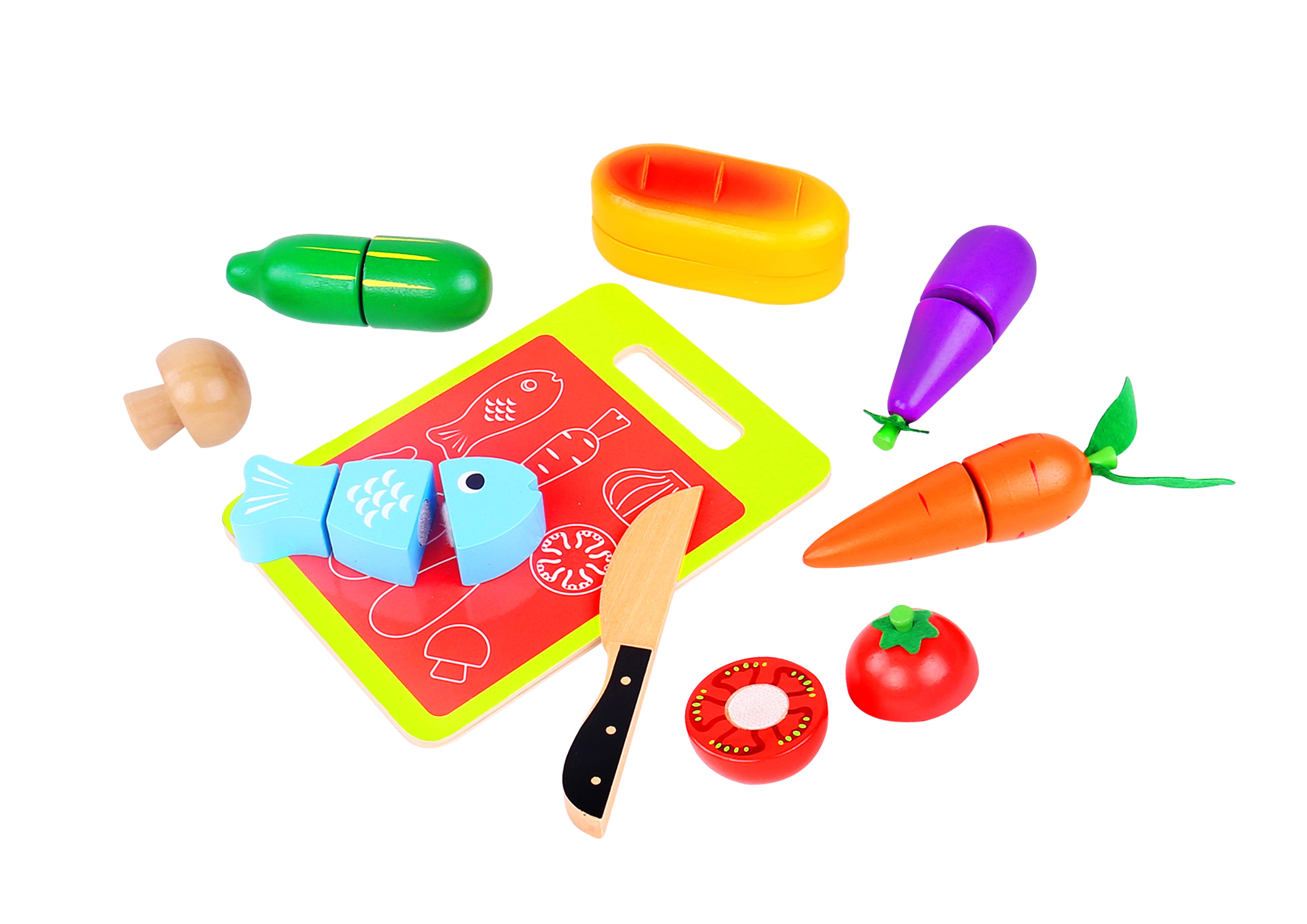 Toysters Wooden Dinner Cutting Play Food Set
