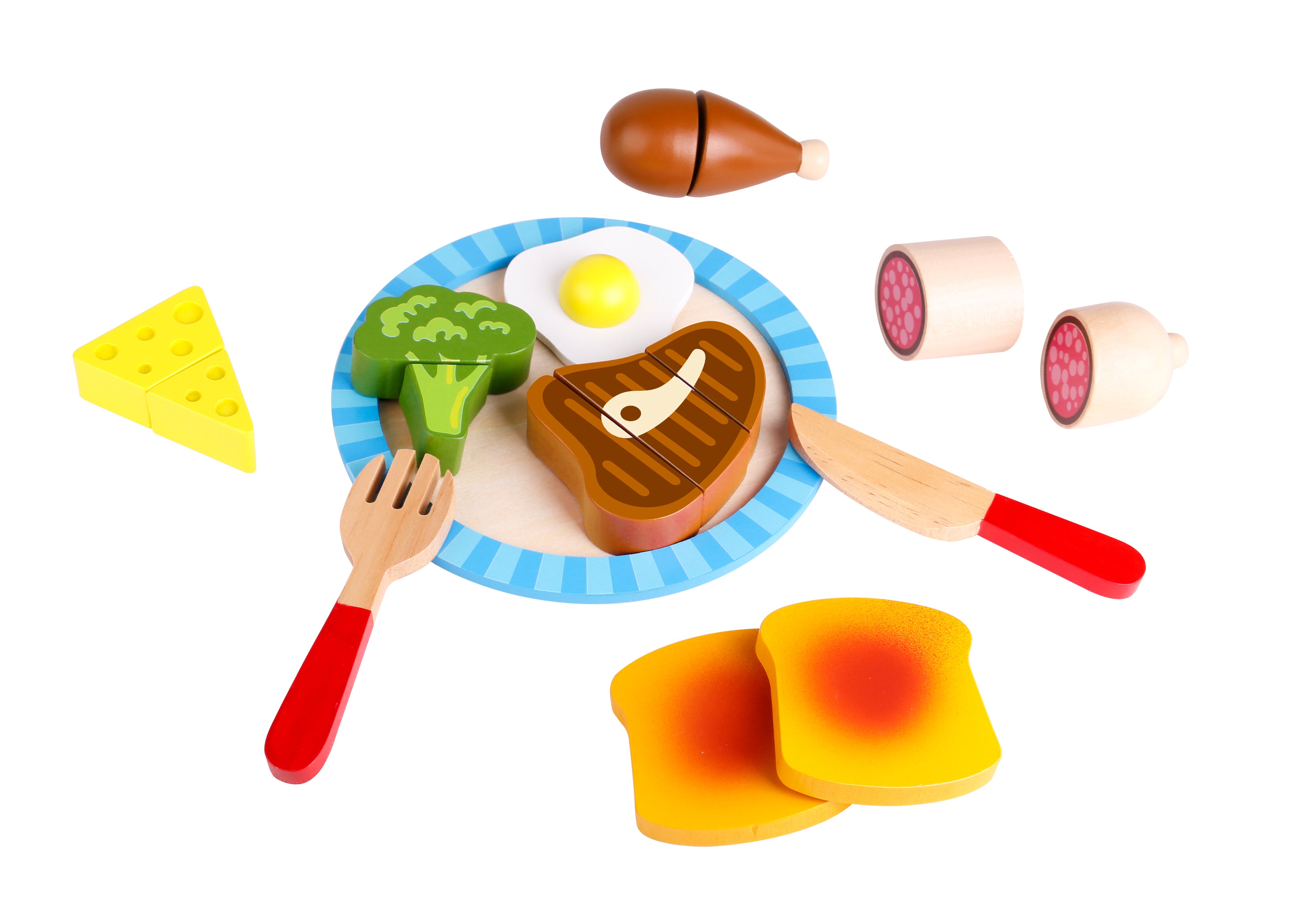 Toysters Wooden Breakfast Cutting Play Food Set