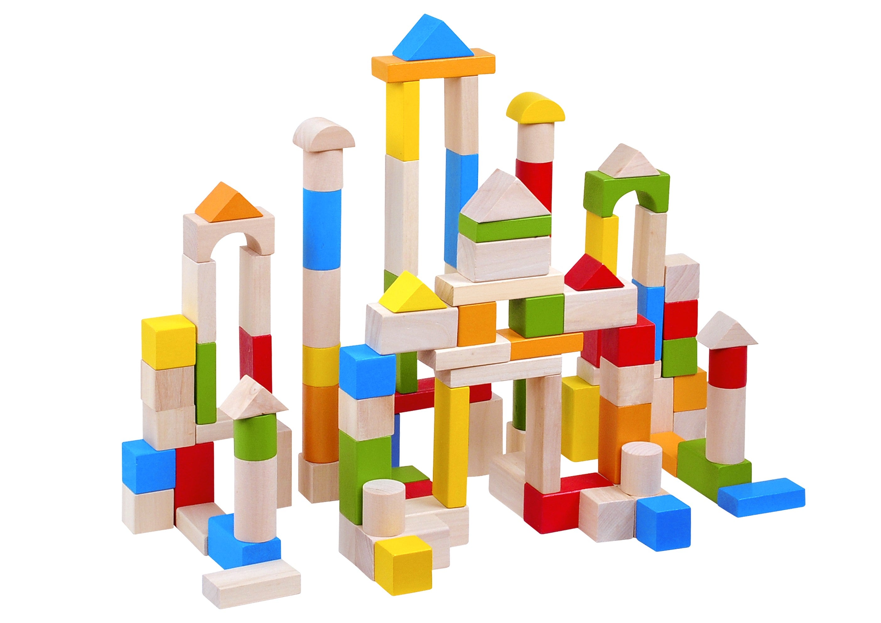 Toyster’s 100-Piece Wooden Colorful Classic Building Blocks
