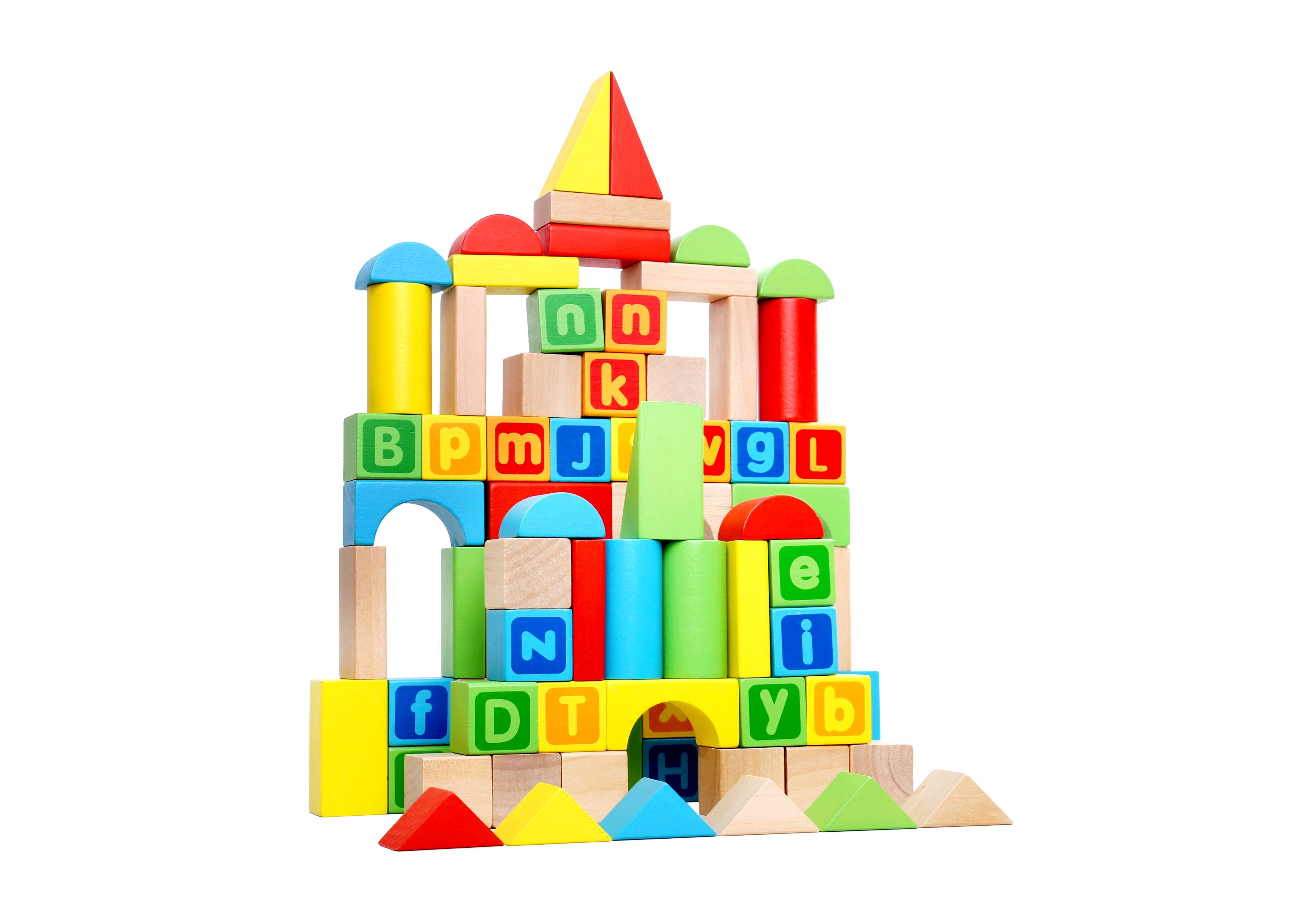 Toyster’s 80-Piece Wooden Colorful Classic Building Blocks