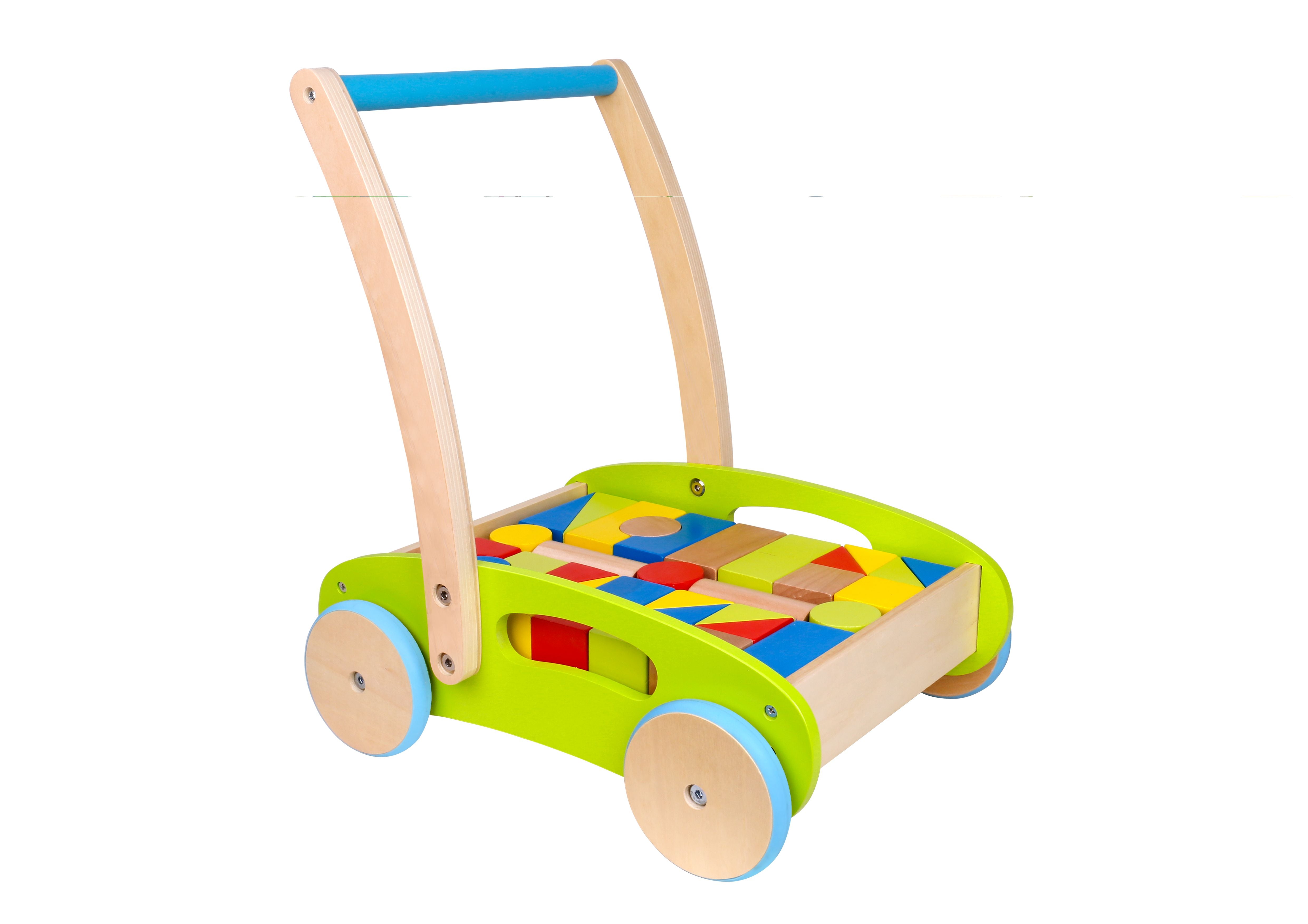 Toysters Wooden Baby Walker and Block Puzzle Push Cart