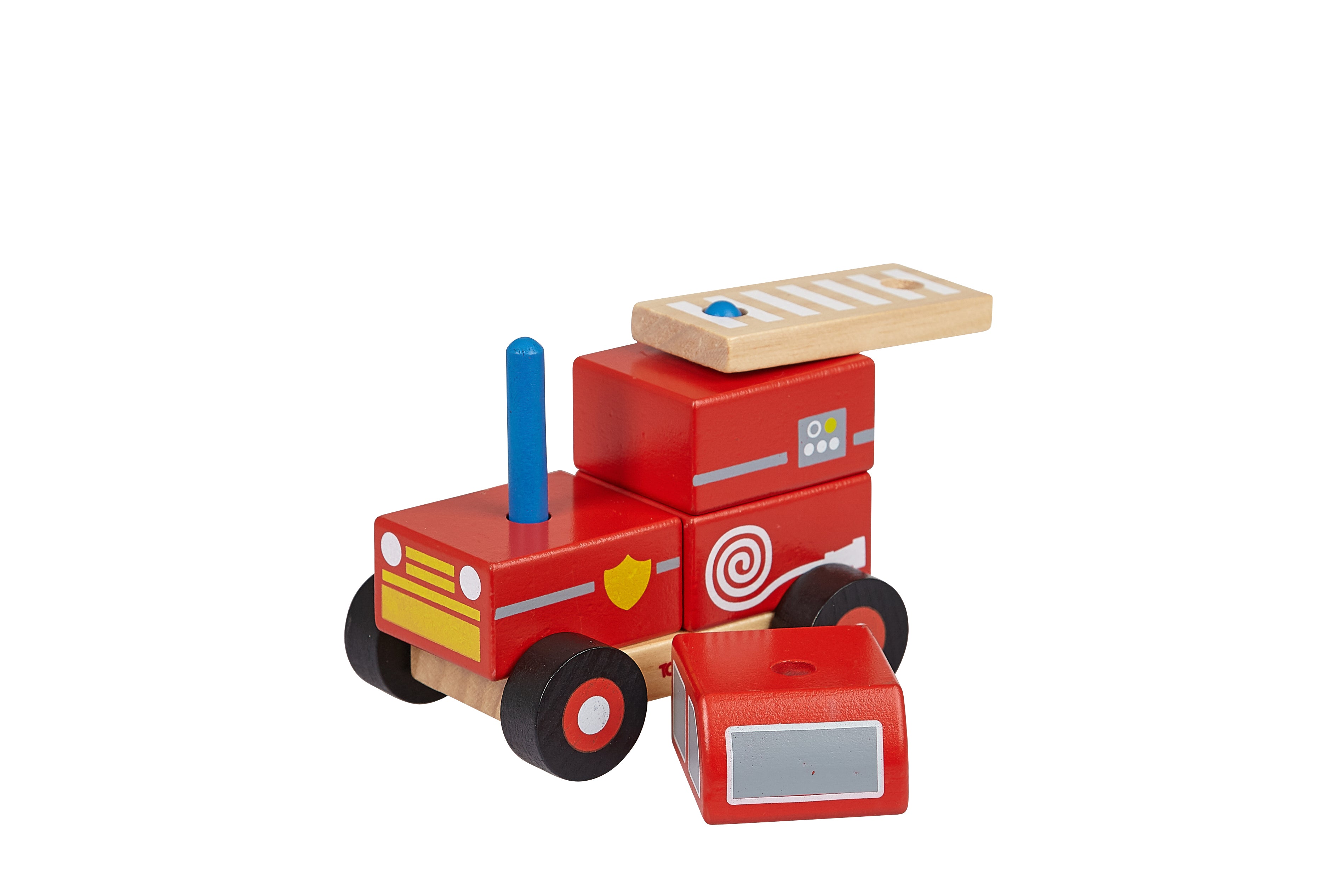 Toysters Wooden Firetruck Building Block Toy For Kids