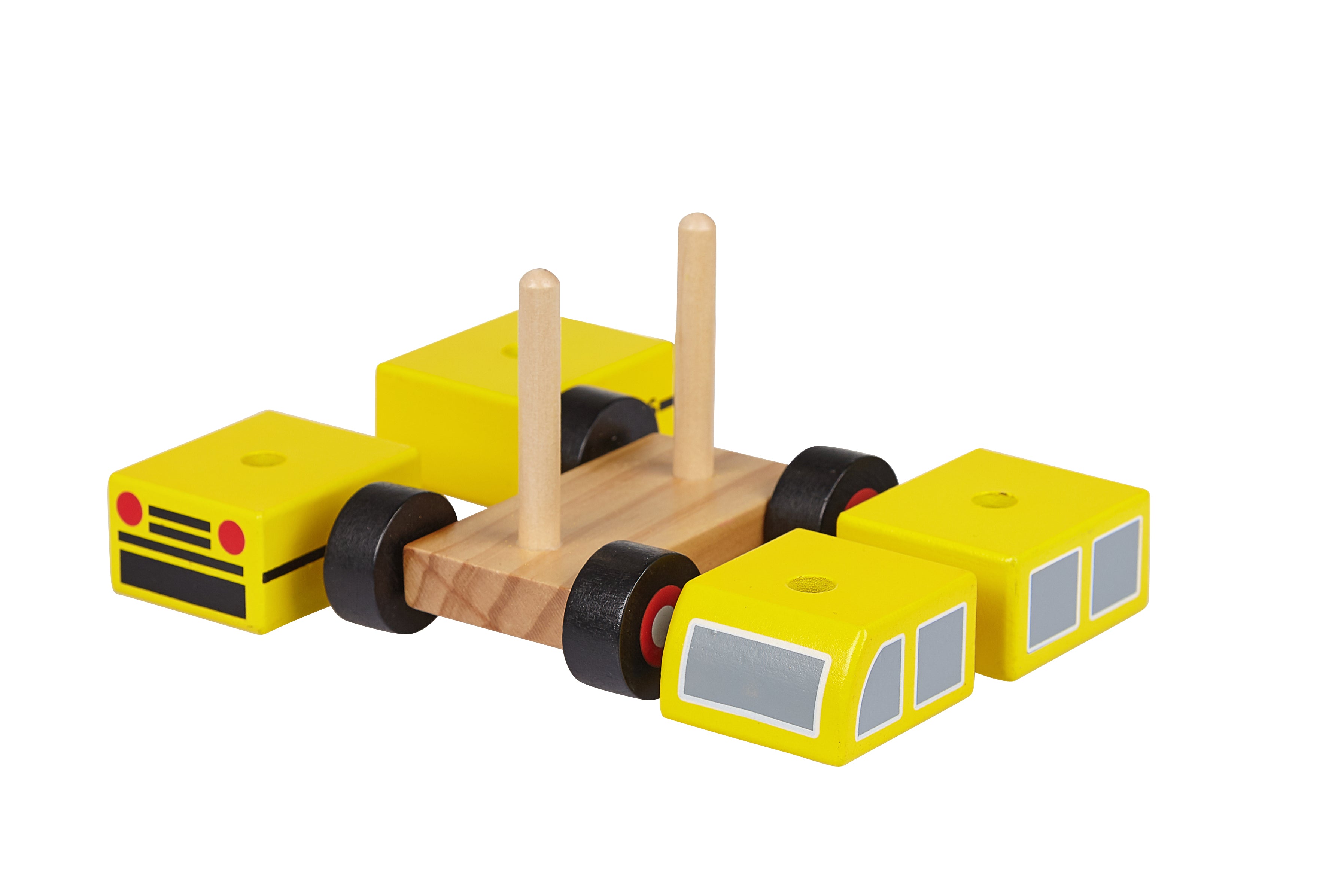 Toysters Wooden School Bus Building Blocks Toy for Kids
