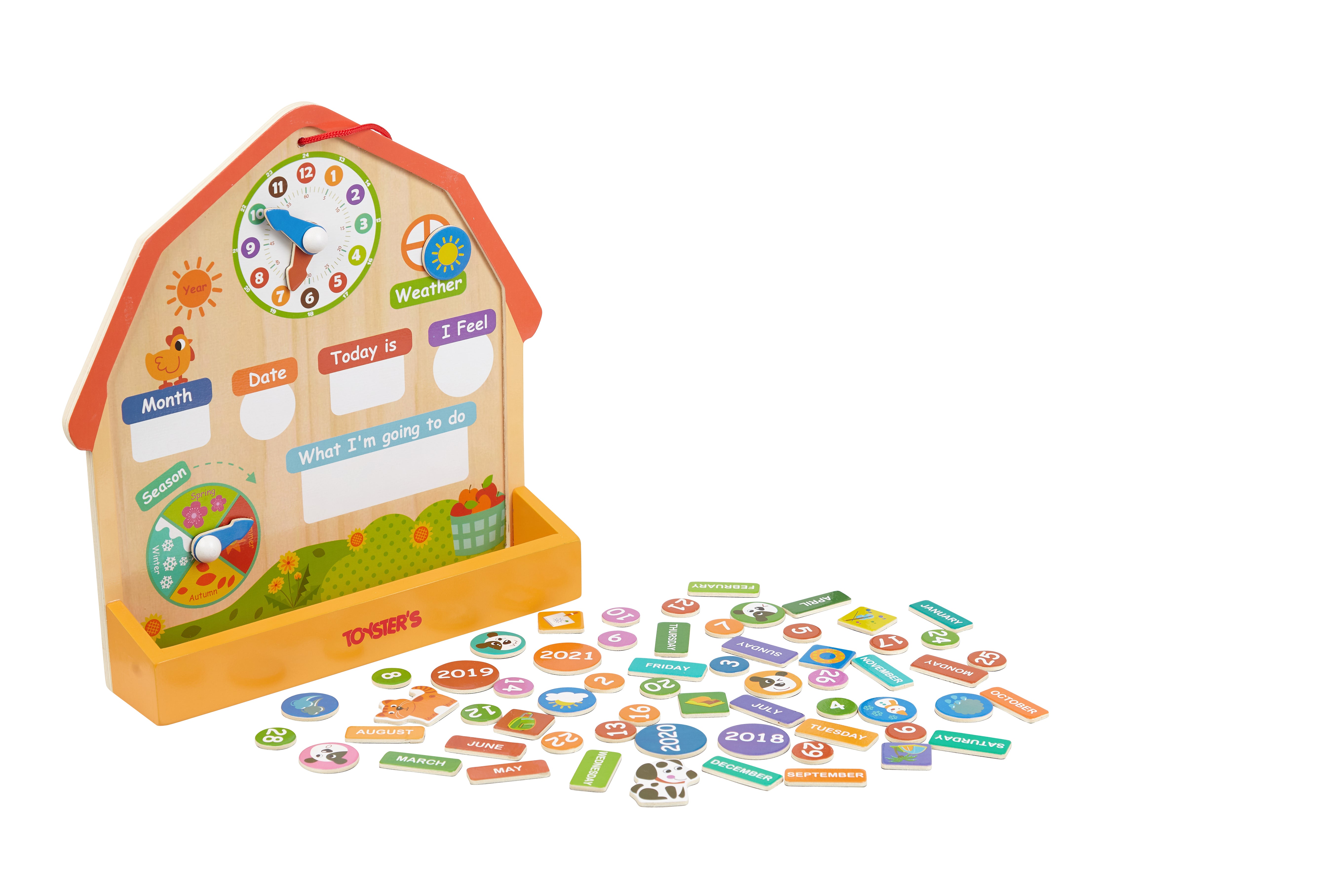 Toyster’s Wooden Barn Magnetic Daily Calendar for Kids