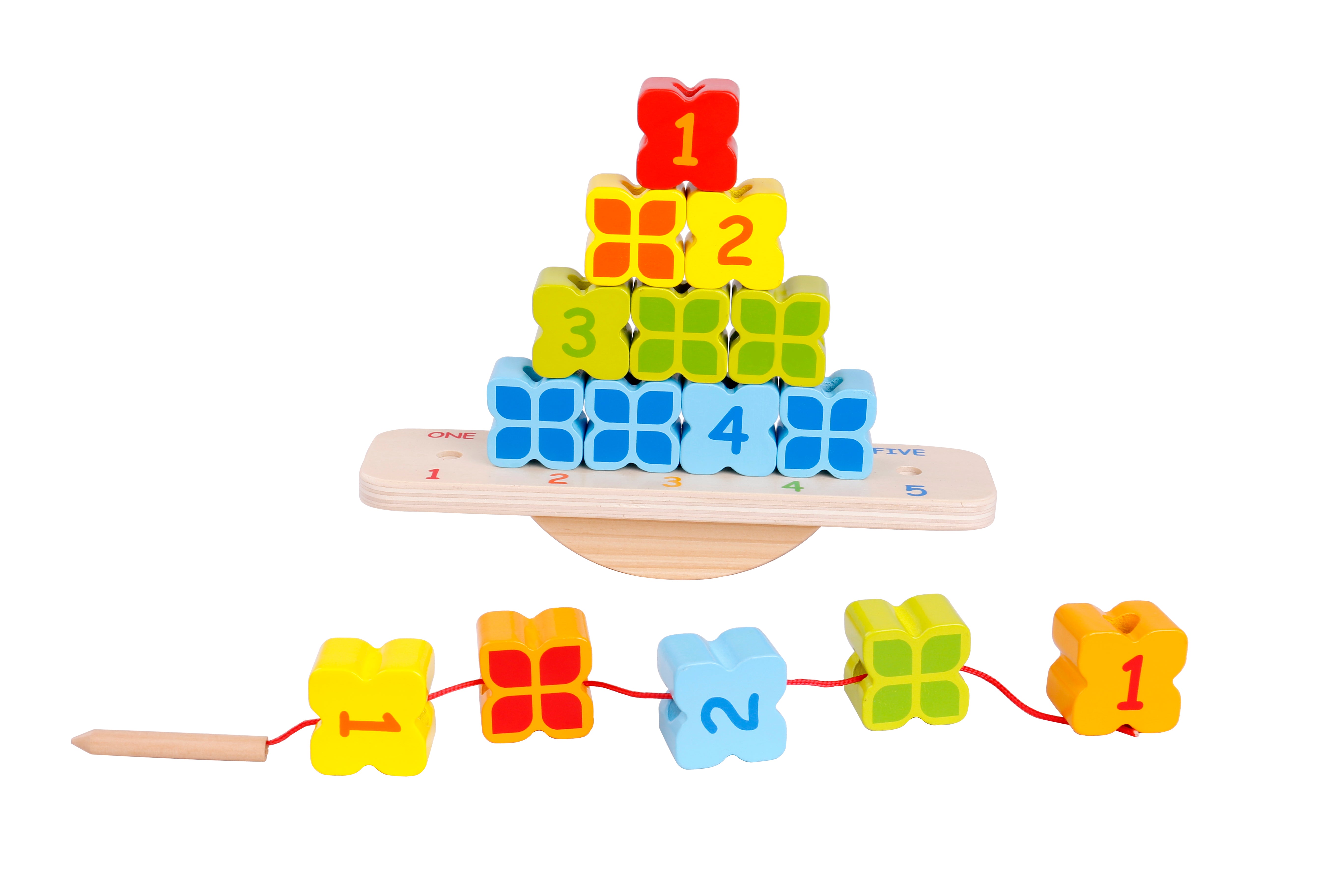 Toysters Wooden Moon Balancing Game and Stacking Blocks