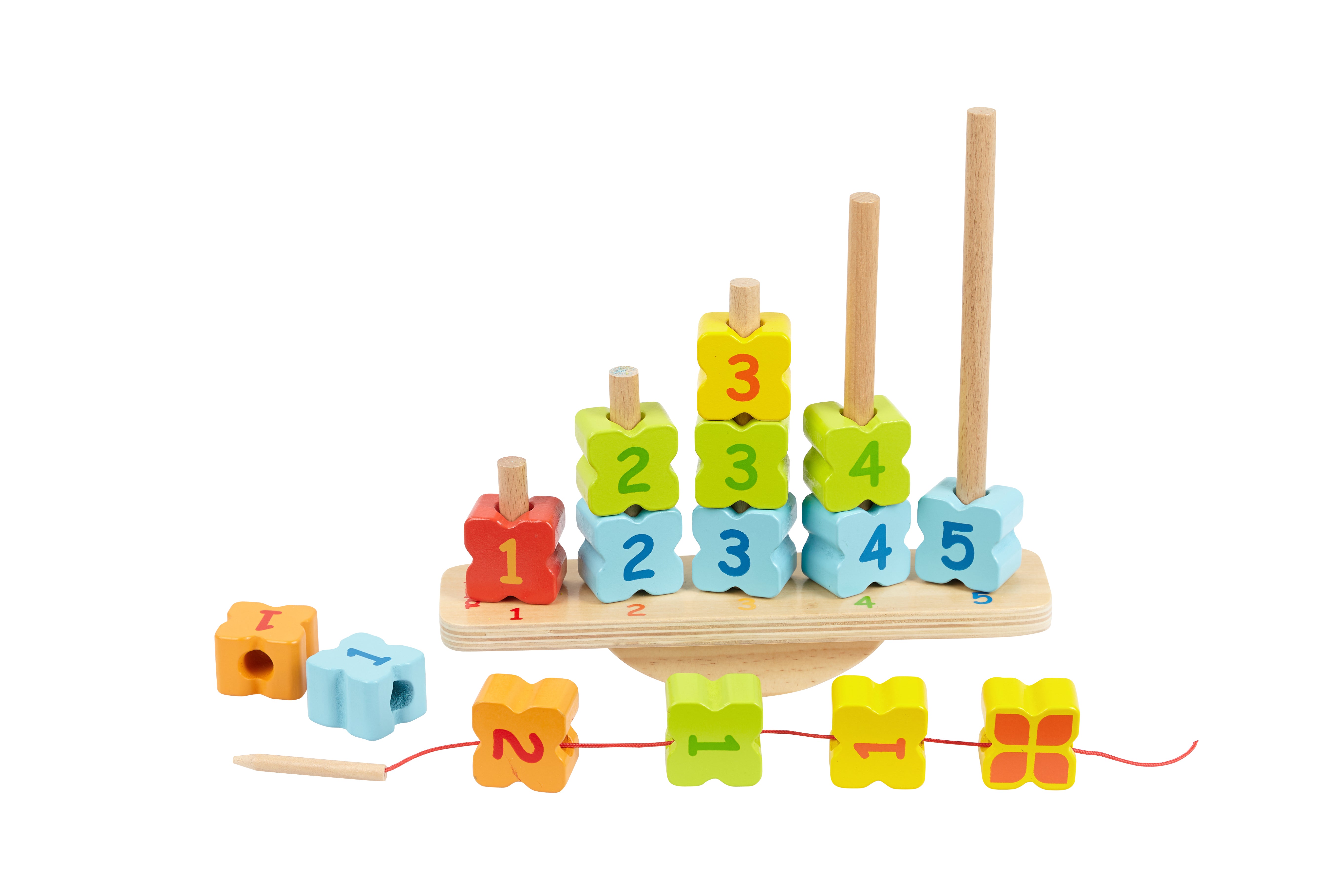 Toysters Wooden Moon Balancing Game and Stacking Blocks