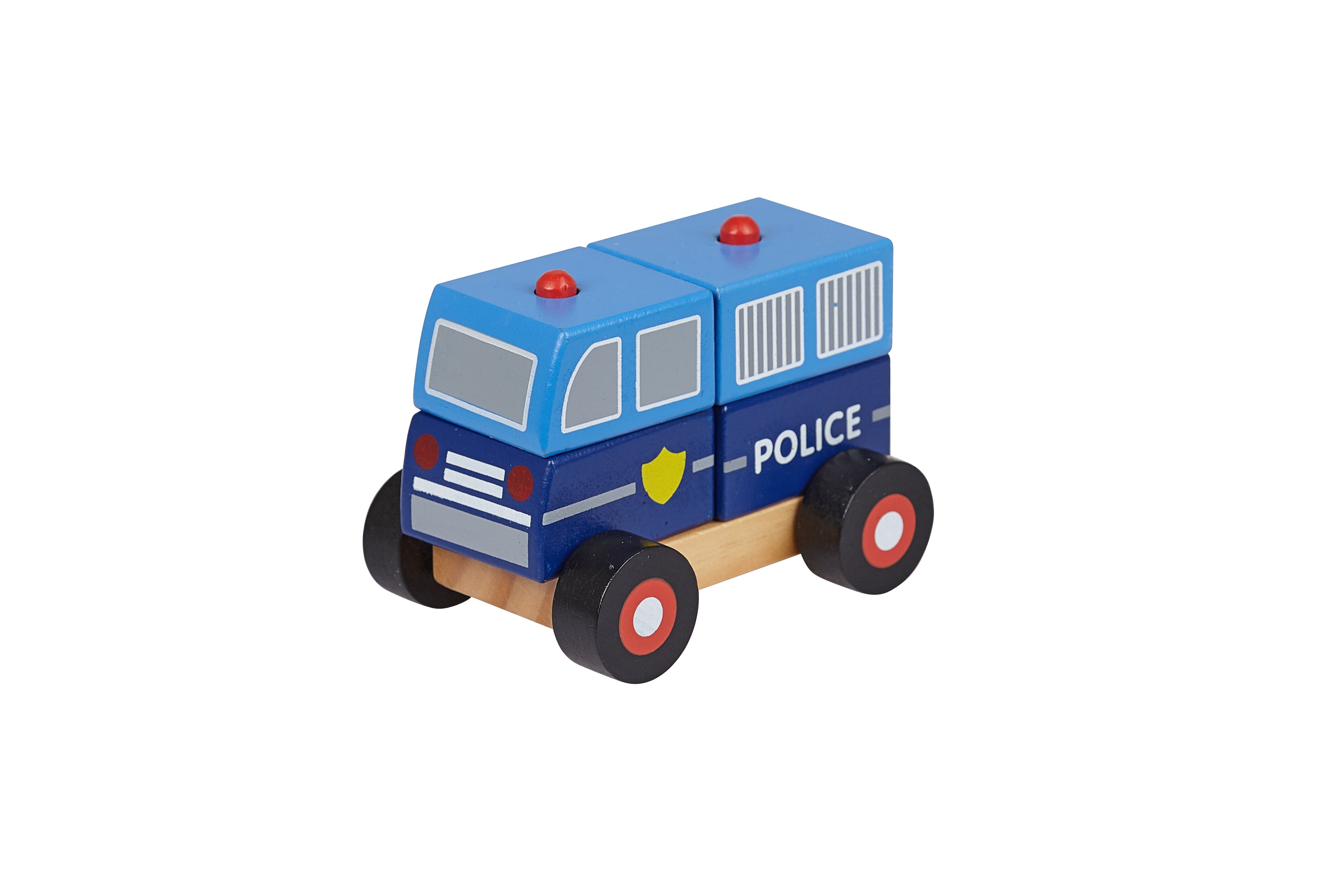 Toysters Wooden Police Car Building Blocks Toy for Kids