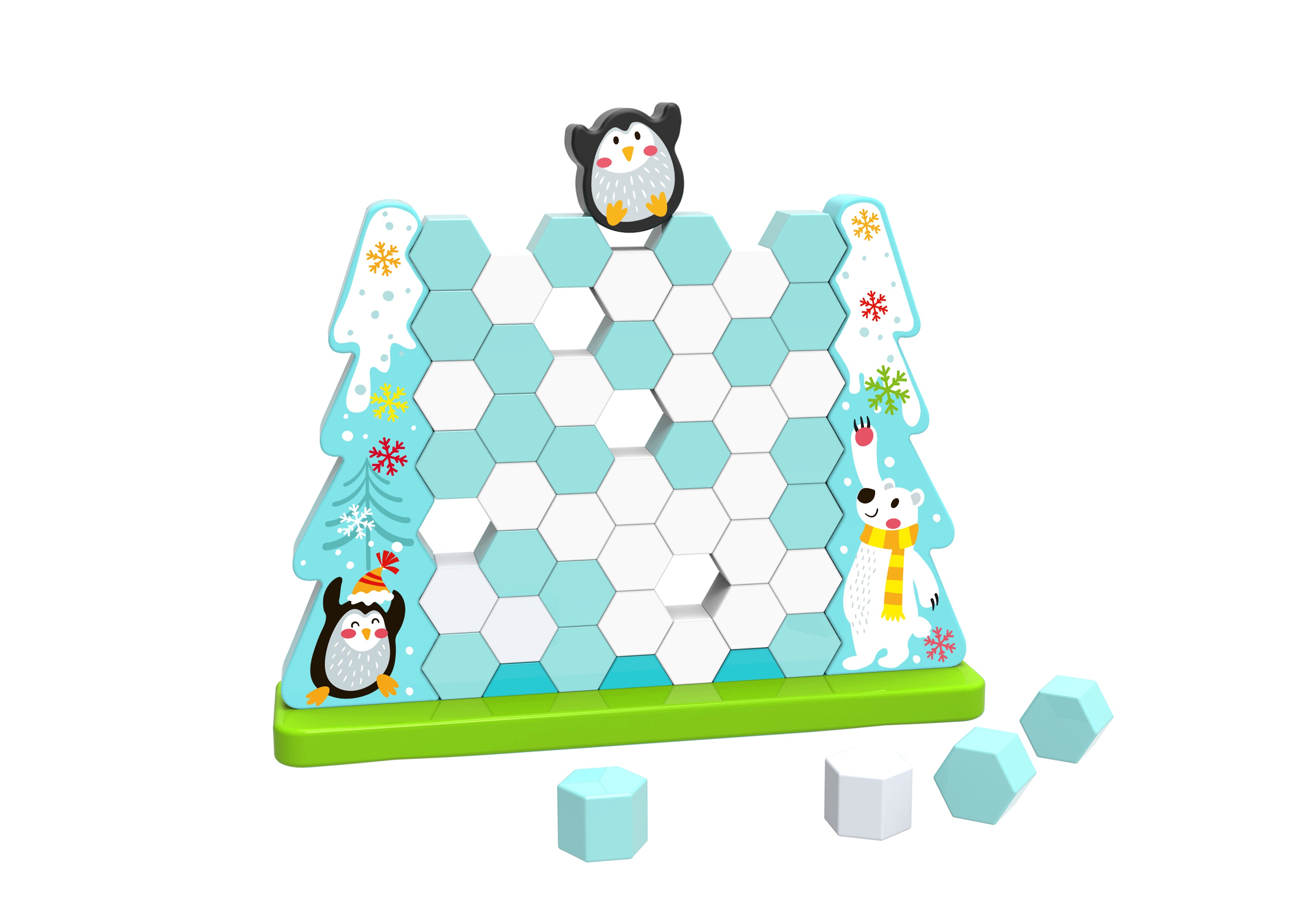 Toysters Wooden Push-A-Brick Penguin Stacking Blocks Game Puzzle