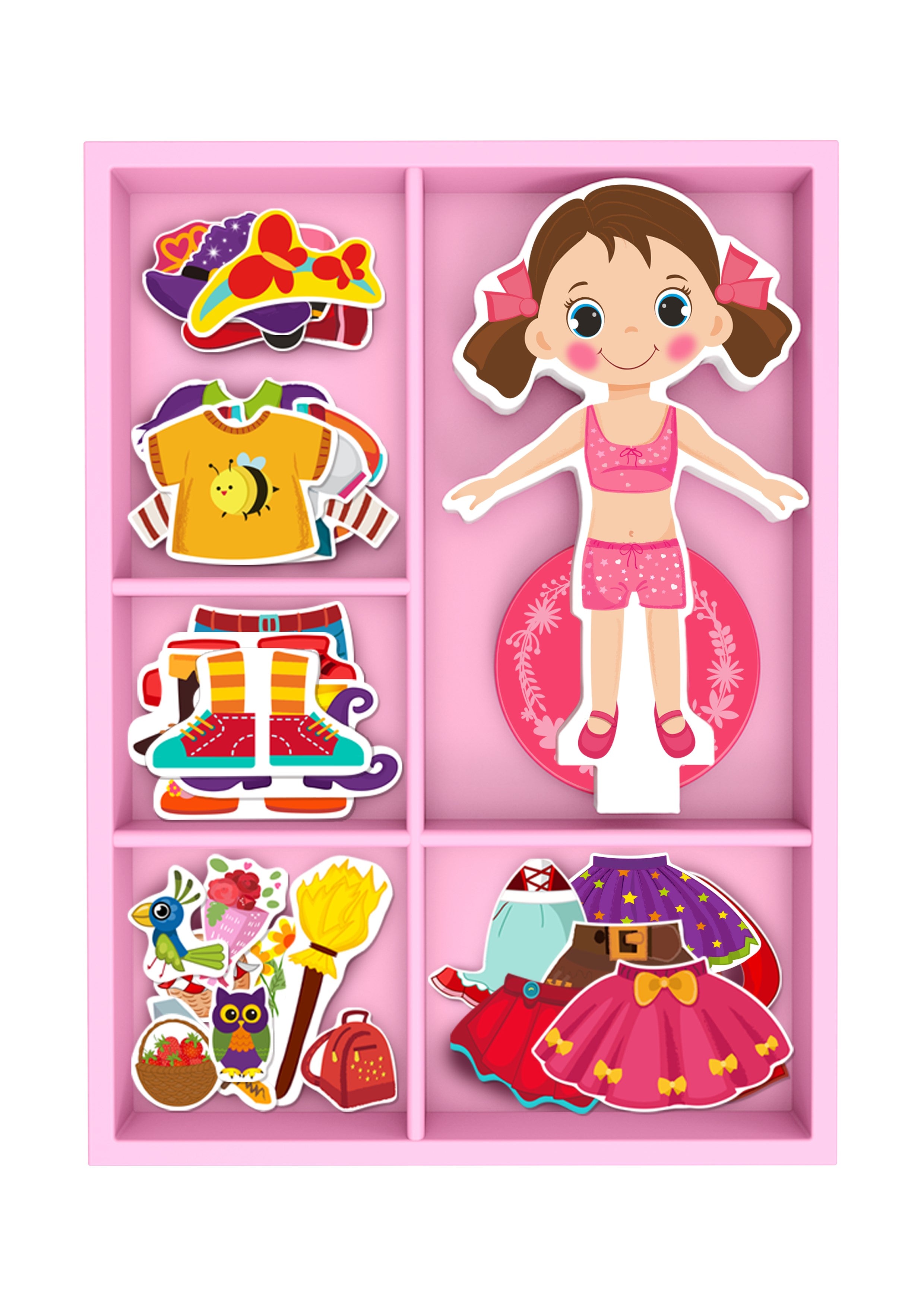 Toysters Magnetic Wooden Dress-Up Dolls Toy