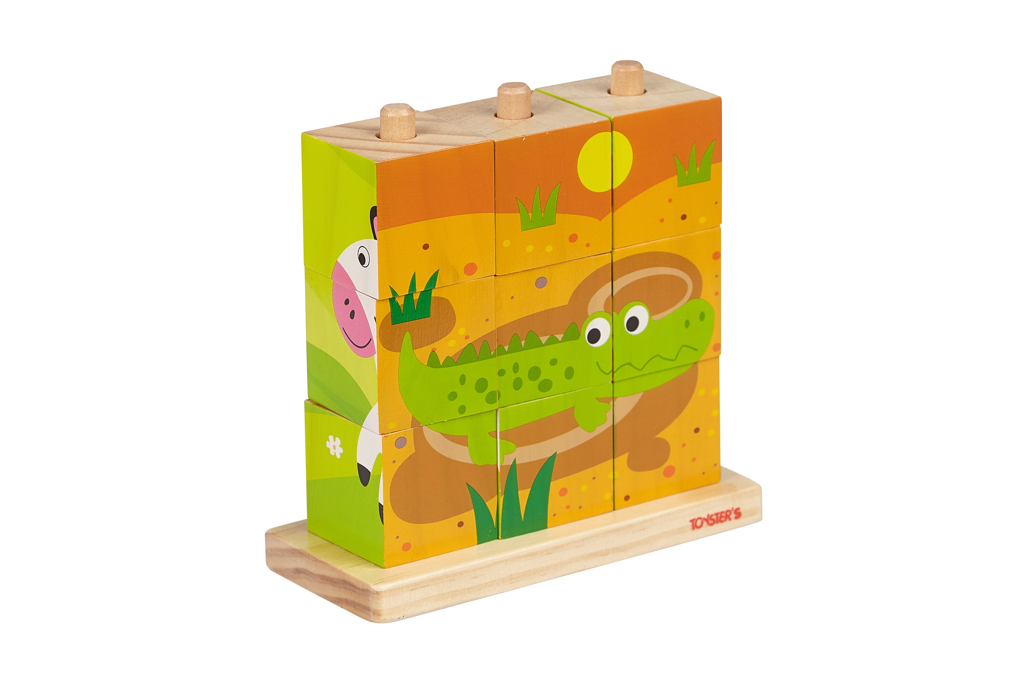 Toyster’s Wooden Colorful Safari Building Blocks Puzzle